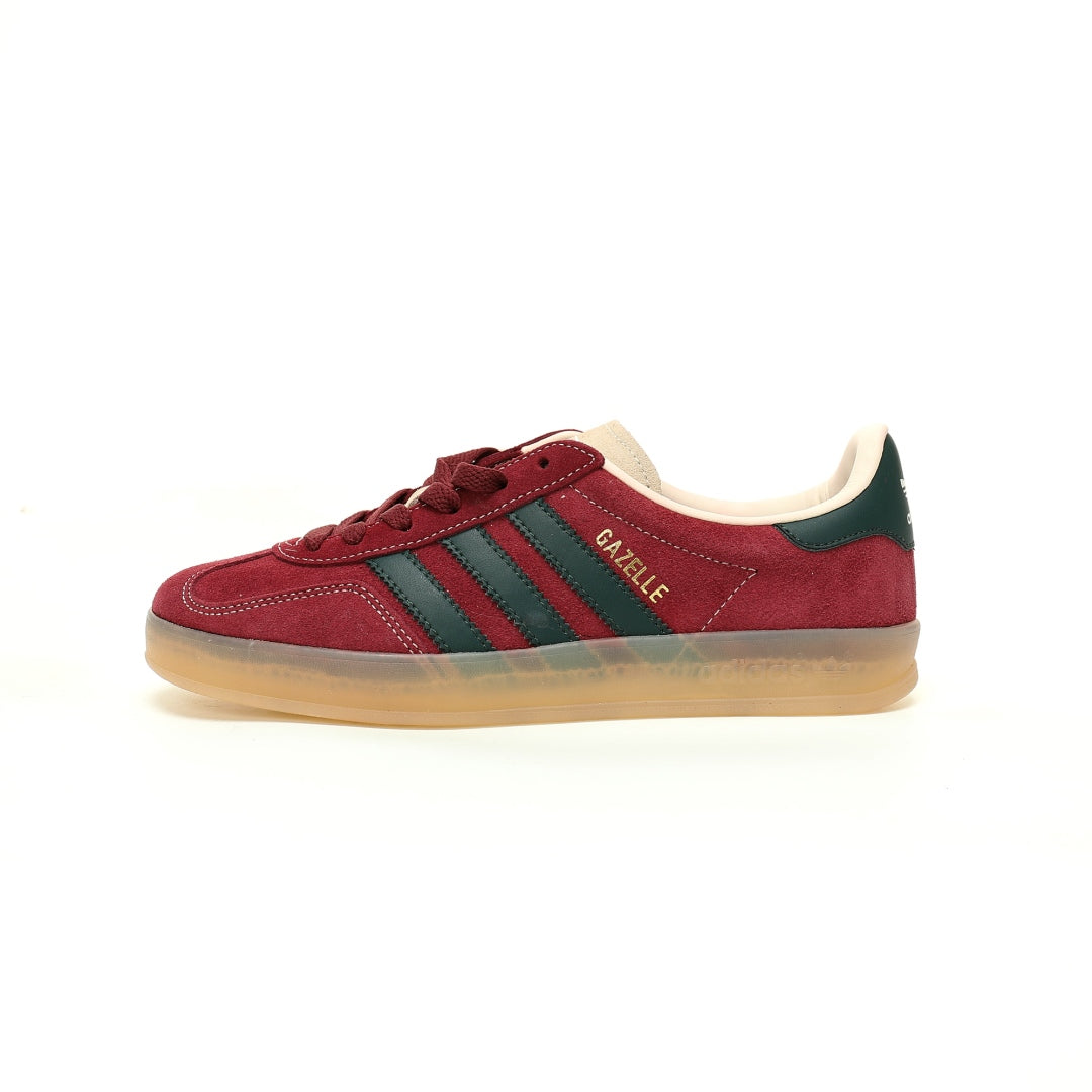 Adidas Originals Gazelle Indoor – Burgundy / Dark Green Gum Suede Low-Top Sneakers