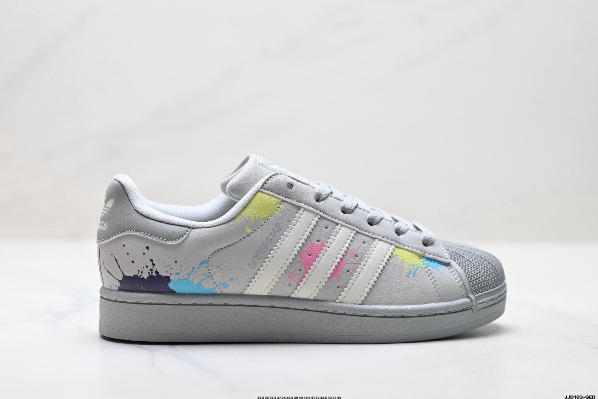 adidas Originals Superstar — Light Gray Multicolor Paint Splash | Shell Toe
