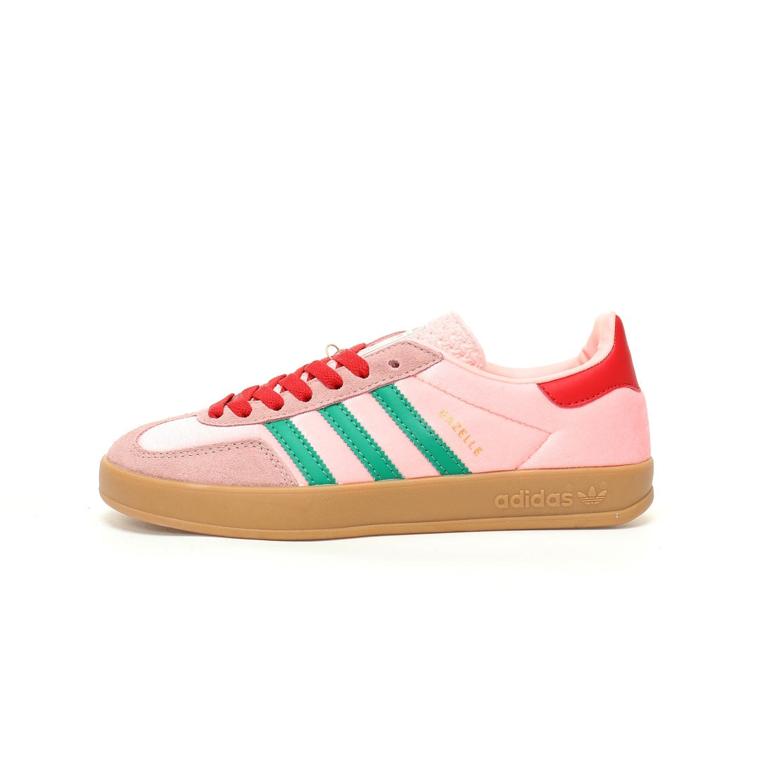 Adidas Originals Gazelle Indoor – Pink / Green / Red Gum Suede Low-Top Sneakers