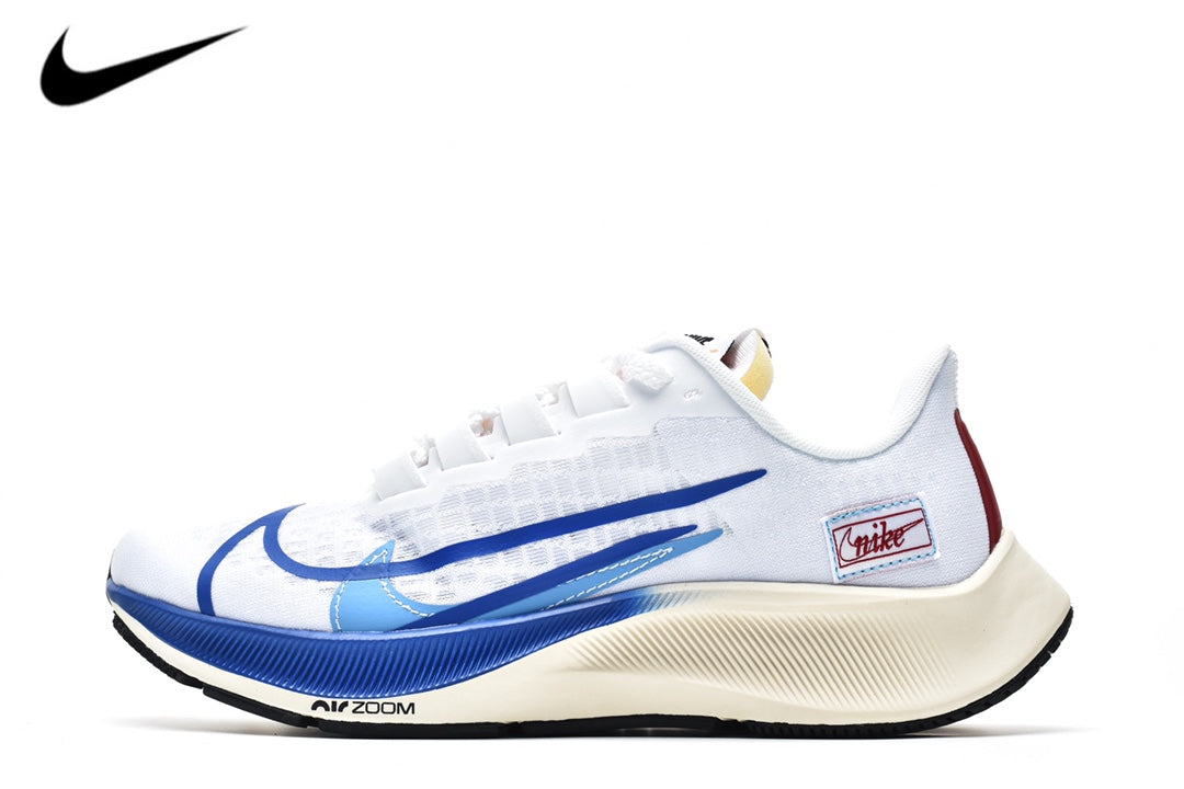 Nike Air Zoom Pegasus 37 – White / Blue / Red Mesh Running Sneakers