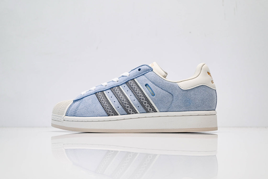 adidas Originals Superstar – Light Blue Suede Upper with Off-White Shell Toe