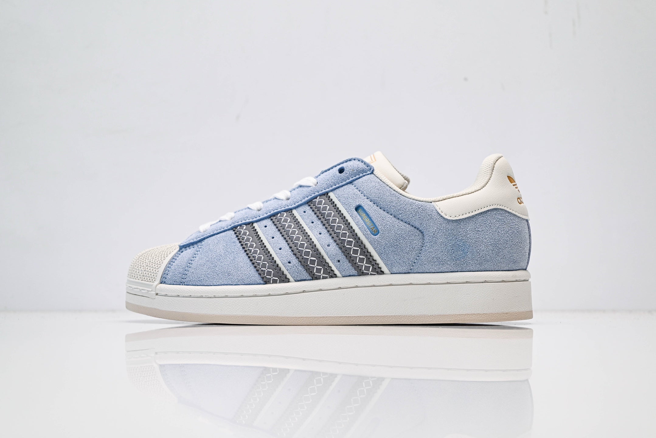 adidas Originals Superstar – Light Blue Suede Upper with Off-White Shell Toe