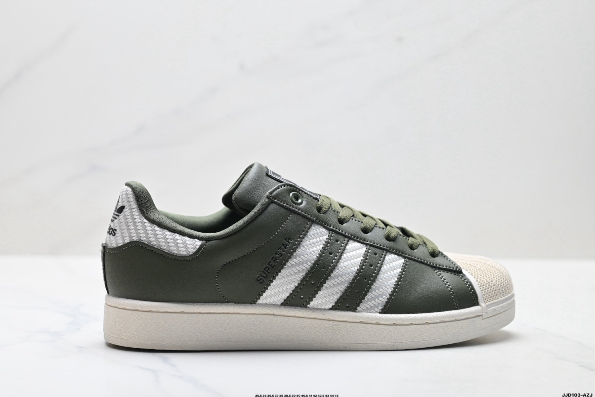 adidas Originals Superstar — Olive Green & Off-White Woven | Shell Toe