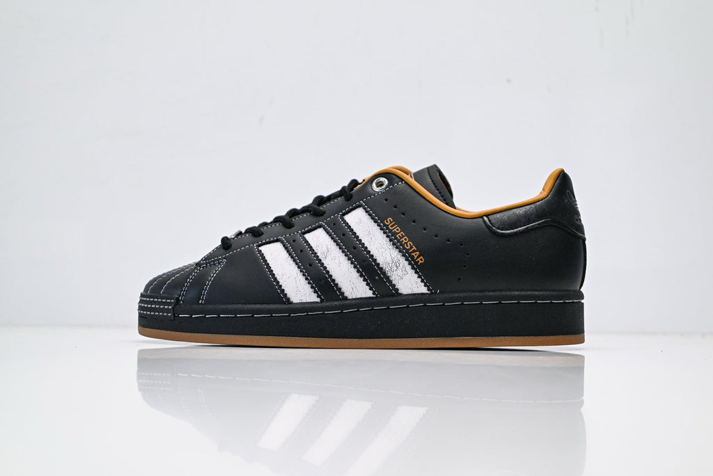 adidas Originals Superstar – Black & White with Tan Accents & Gum Brown Shell Toe
