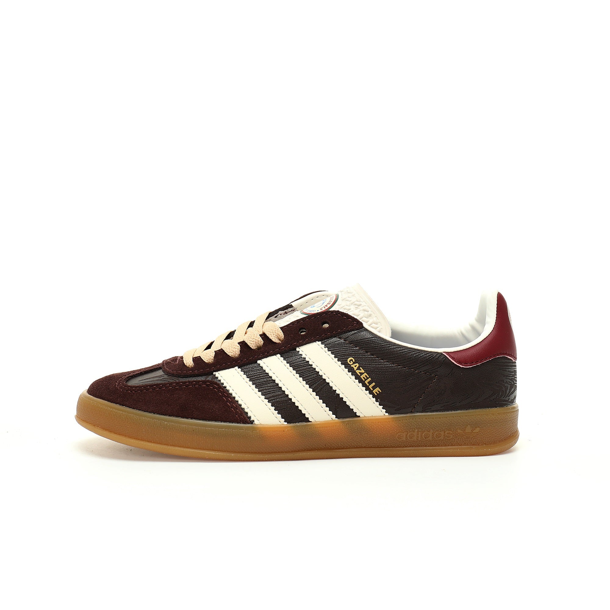 Adidas Originals Gazelle Indoor Dark Brown Off-White Burgundy Gum Suede Sneaker