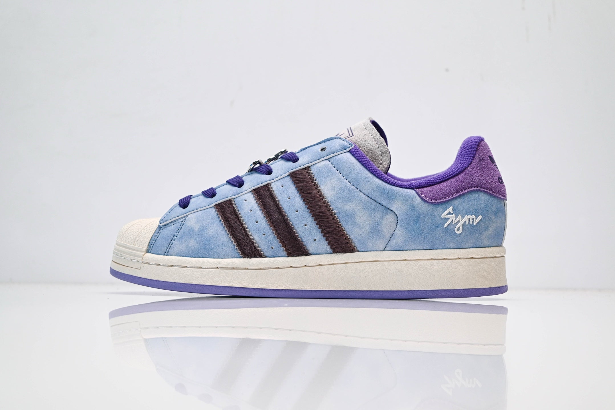 adidas Originals Superstar – Symmetric Blue Tie-Dye Upper with Purple & Brown Accents