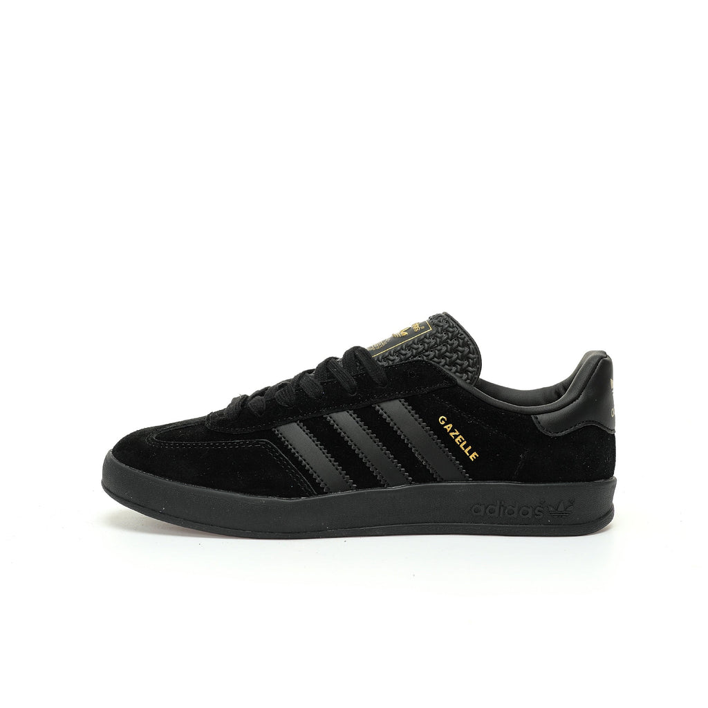 Adidas Originals Gazelle Indoor – All-Black / Gold Logo Suede Low-Top Sneakers