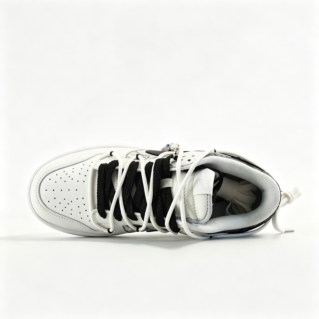 Nike Dunk Low 'Eastern' – Custom White & Black Chinese-Style Pattern Deconstructed Sneakers
