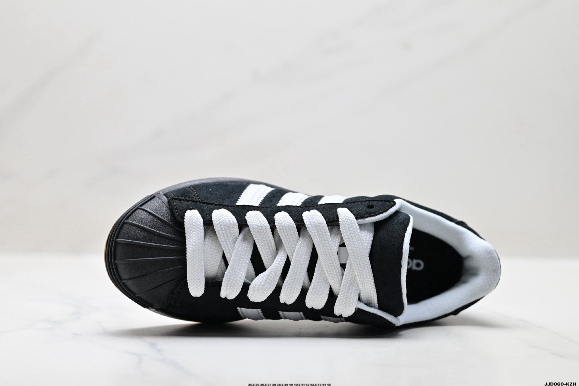 adidas Originals Superstar — Black Suede & White | Gum Shell Toe