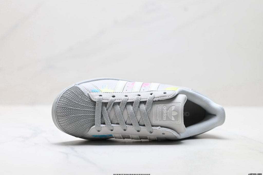 adidas Originals Superstar — Light Gray Multicolor Paint Splash | Shell Toe