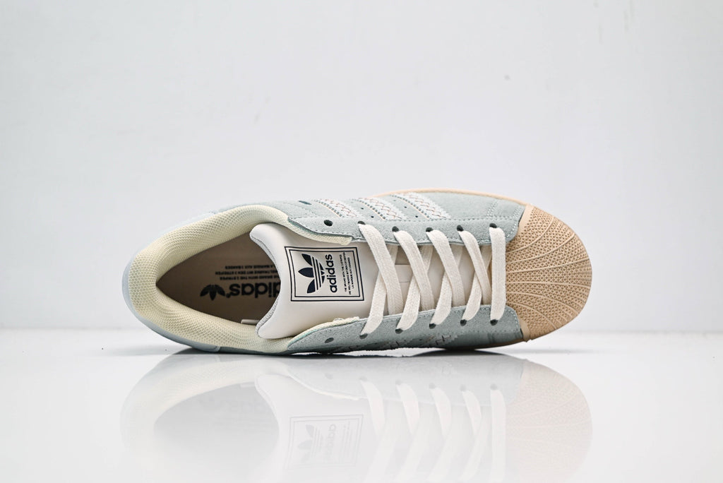 adidas Originals Superstar – Mint Green Suede Upper with Beige Shell Toe