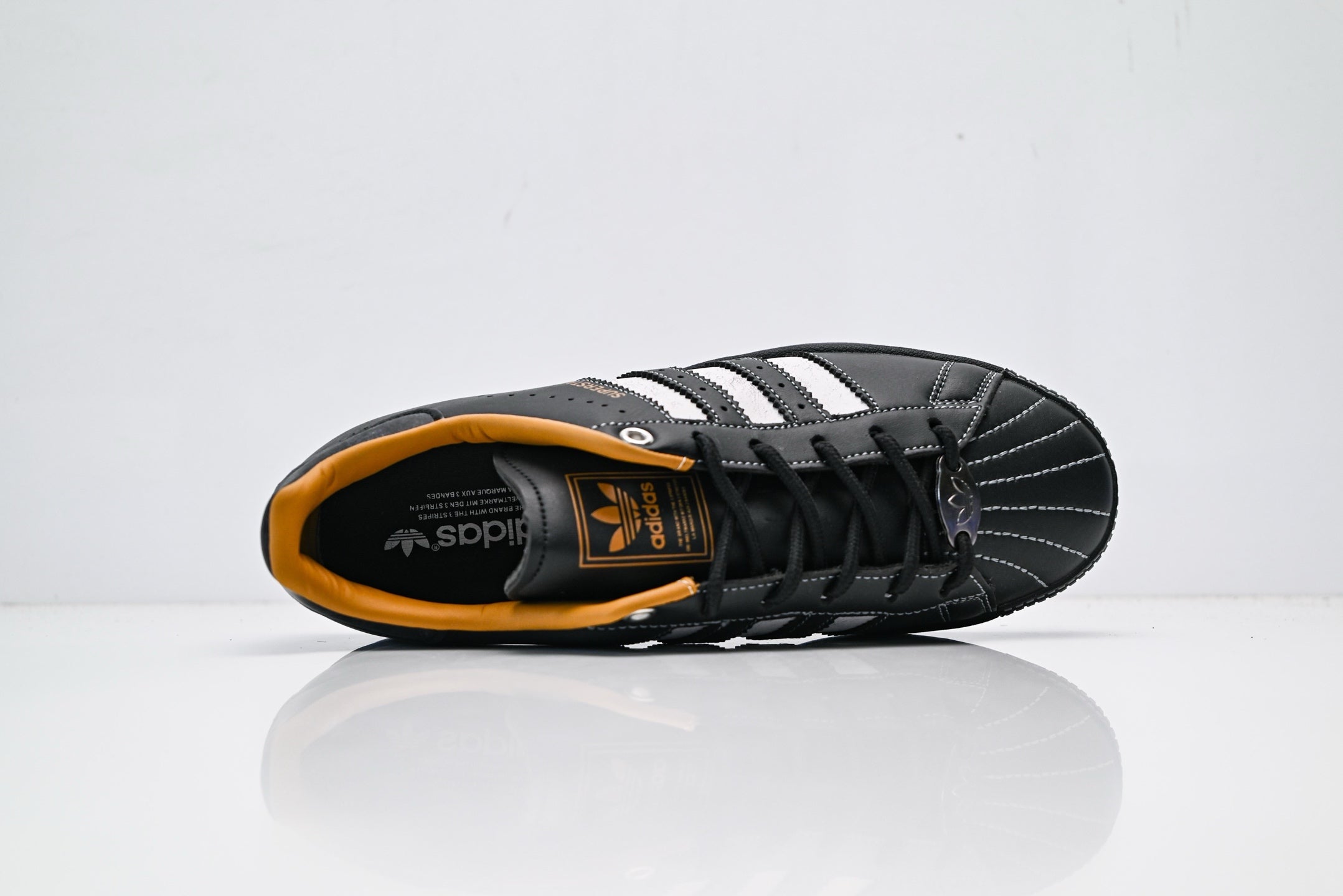 adidas Originals Superstar – Black & White with Tan Accents & Gum Brown Shell Toe