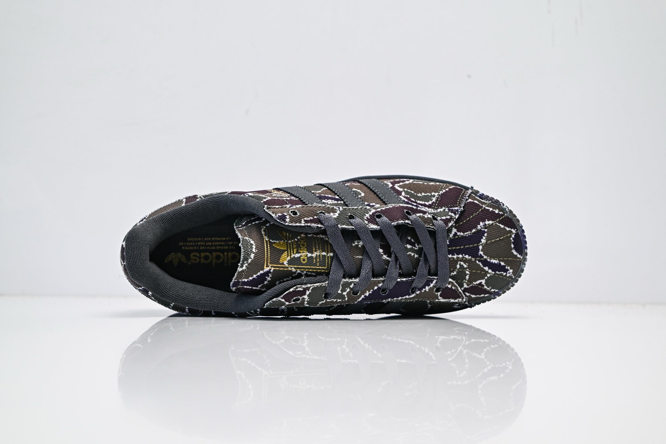 adidas Originals Superstar – Dark Floral Print Textile with Dark Grey & Gum Brown Shell Toe