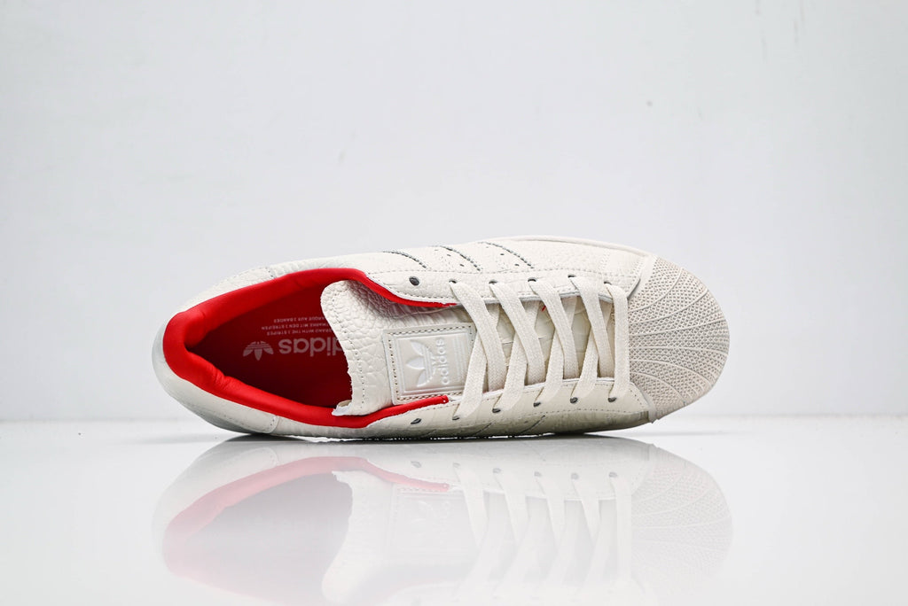 adidas Originals Superstar – White Croc-Embossed Upper with Red Lining & White Shell Toe