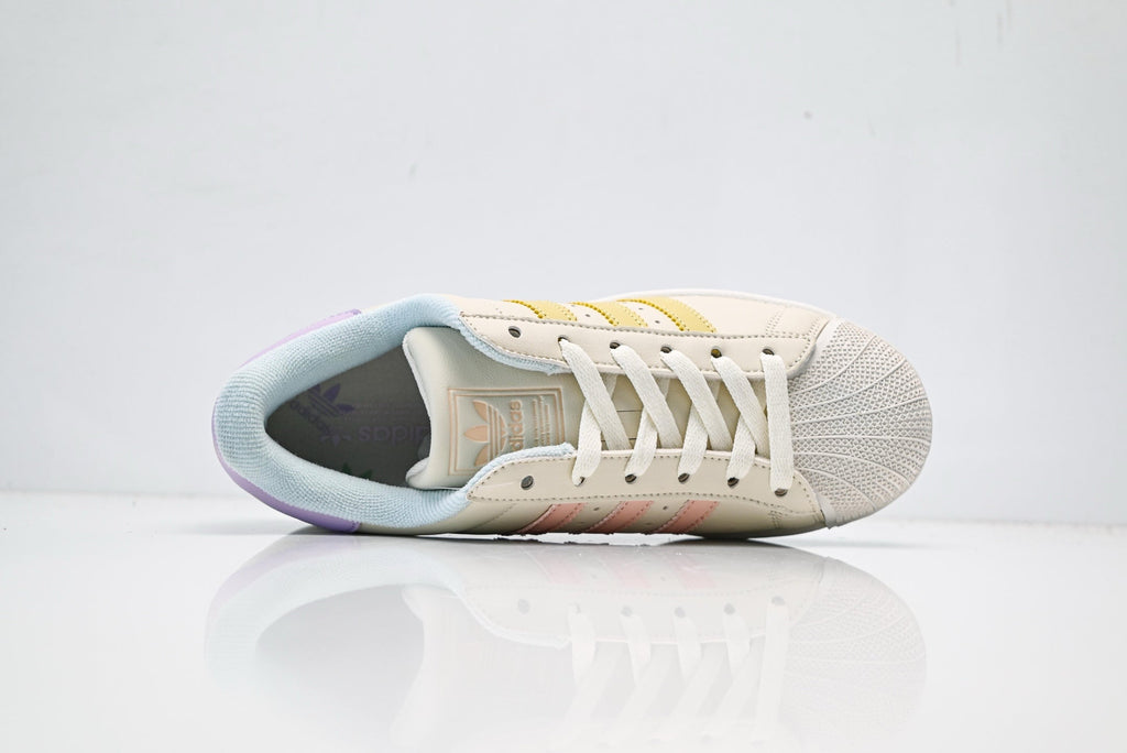 adidas Originals Superstar – Off-White Shell Toe with Pale Yellow, Lavender & Baby Blue Accents