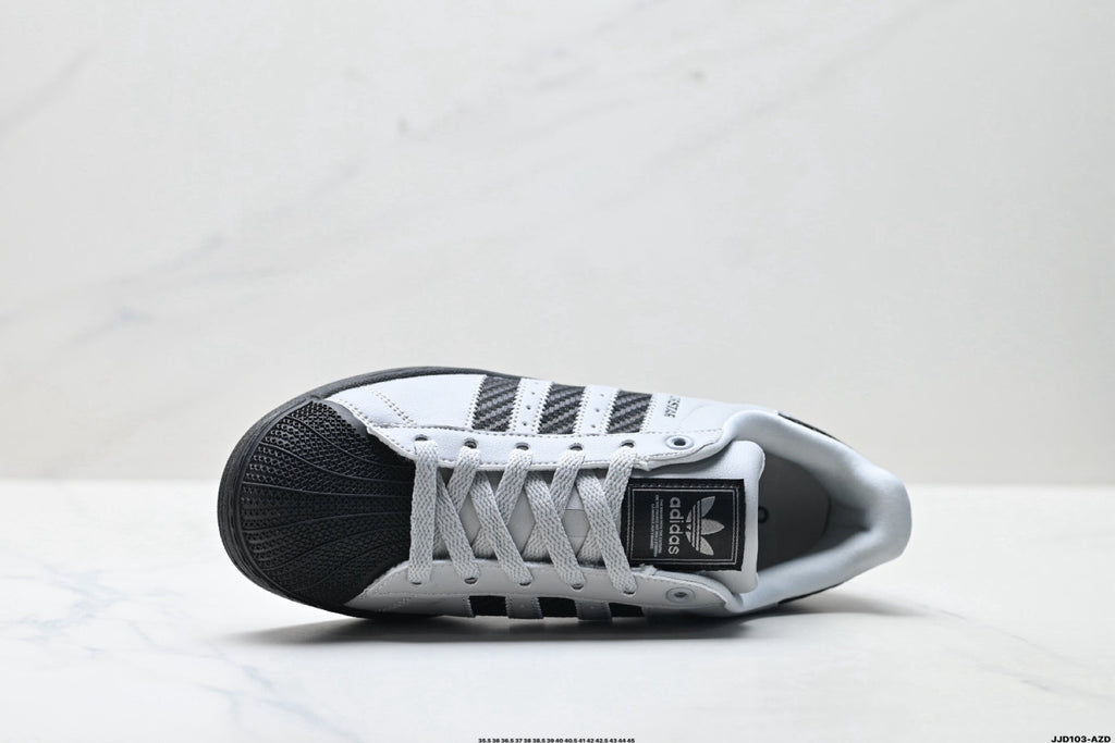 adidas Originals Superstar — Light Grey & Black Woven | White Shell Toe