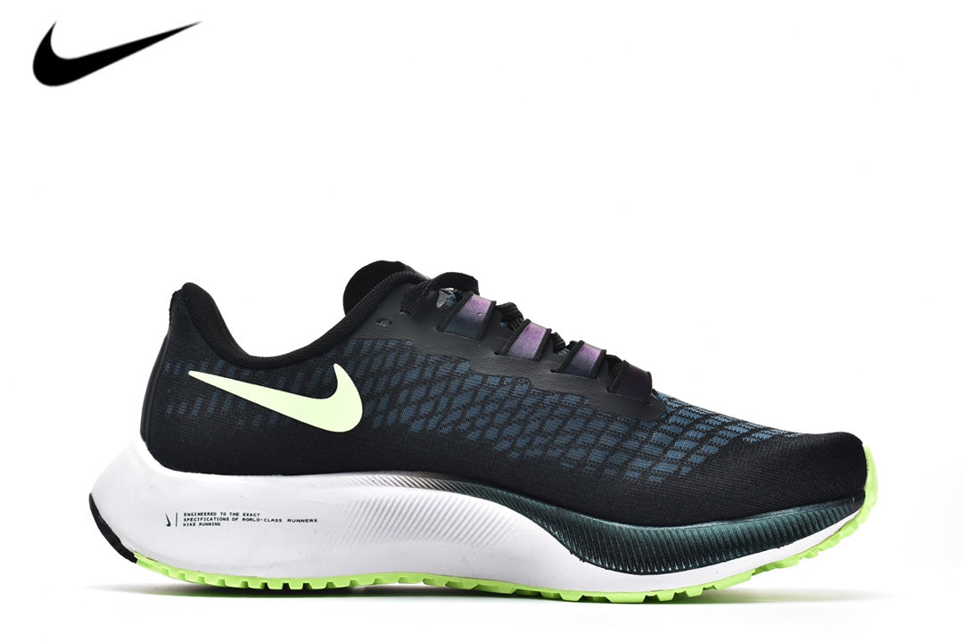 Nike Air Zoom Pegasus 37 – Black / Navy / Volt Green / Purple Mesh Running Sneakers