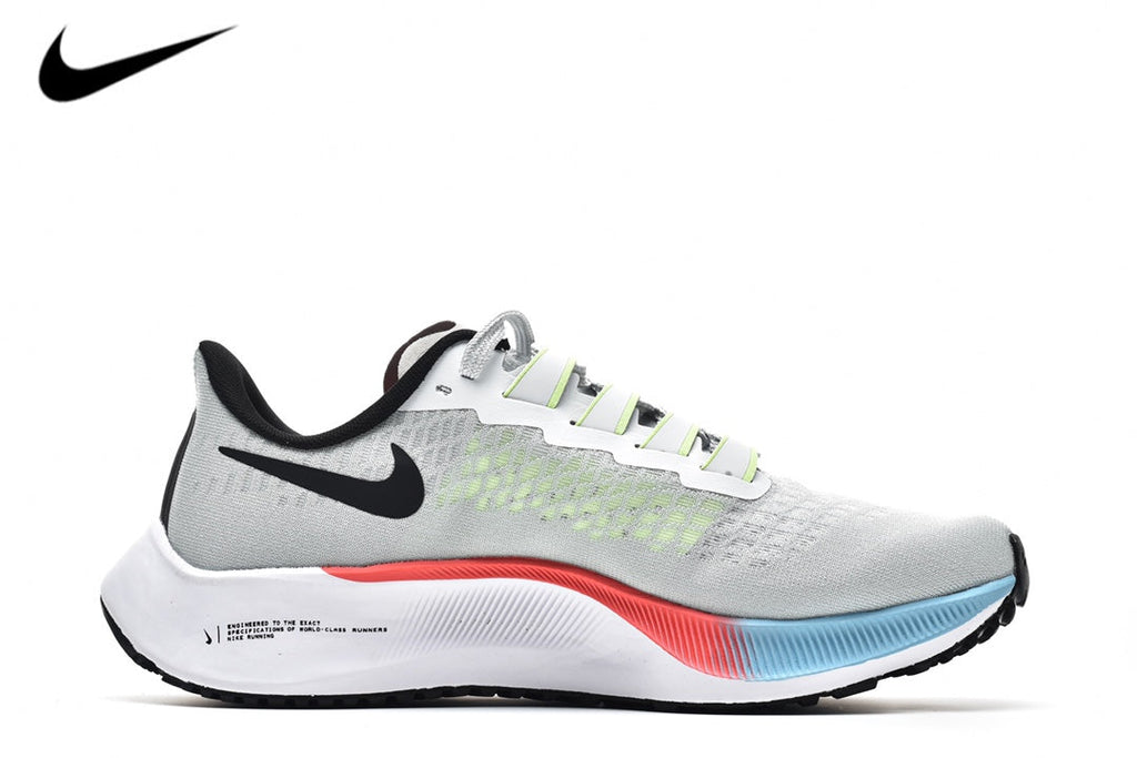 Nike Air Zoom Pegasus 37 – Light Grey / Black / Multi-Color Mesh Running Sneakers