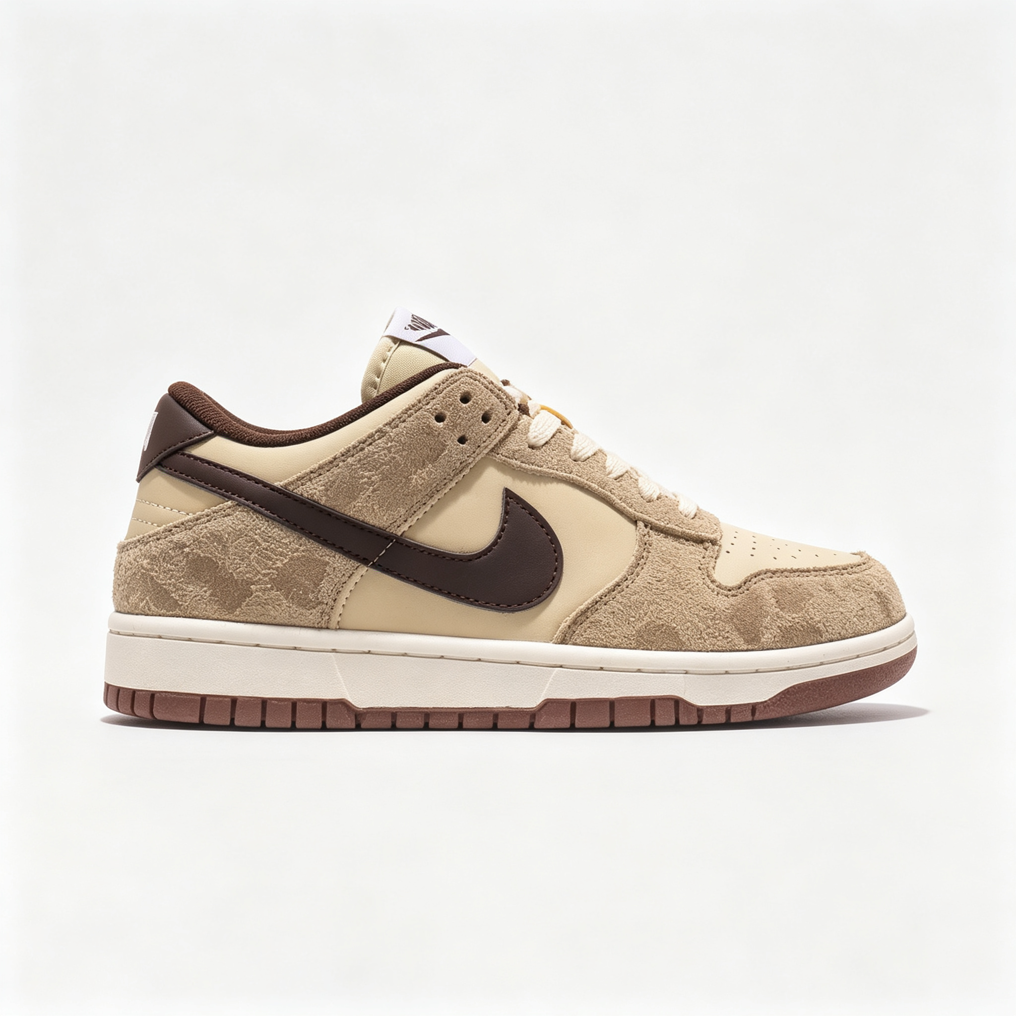 Nike Dunk Low 'Leopard' – Cream Beige & Dark Brown Suede Sneakers