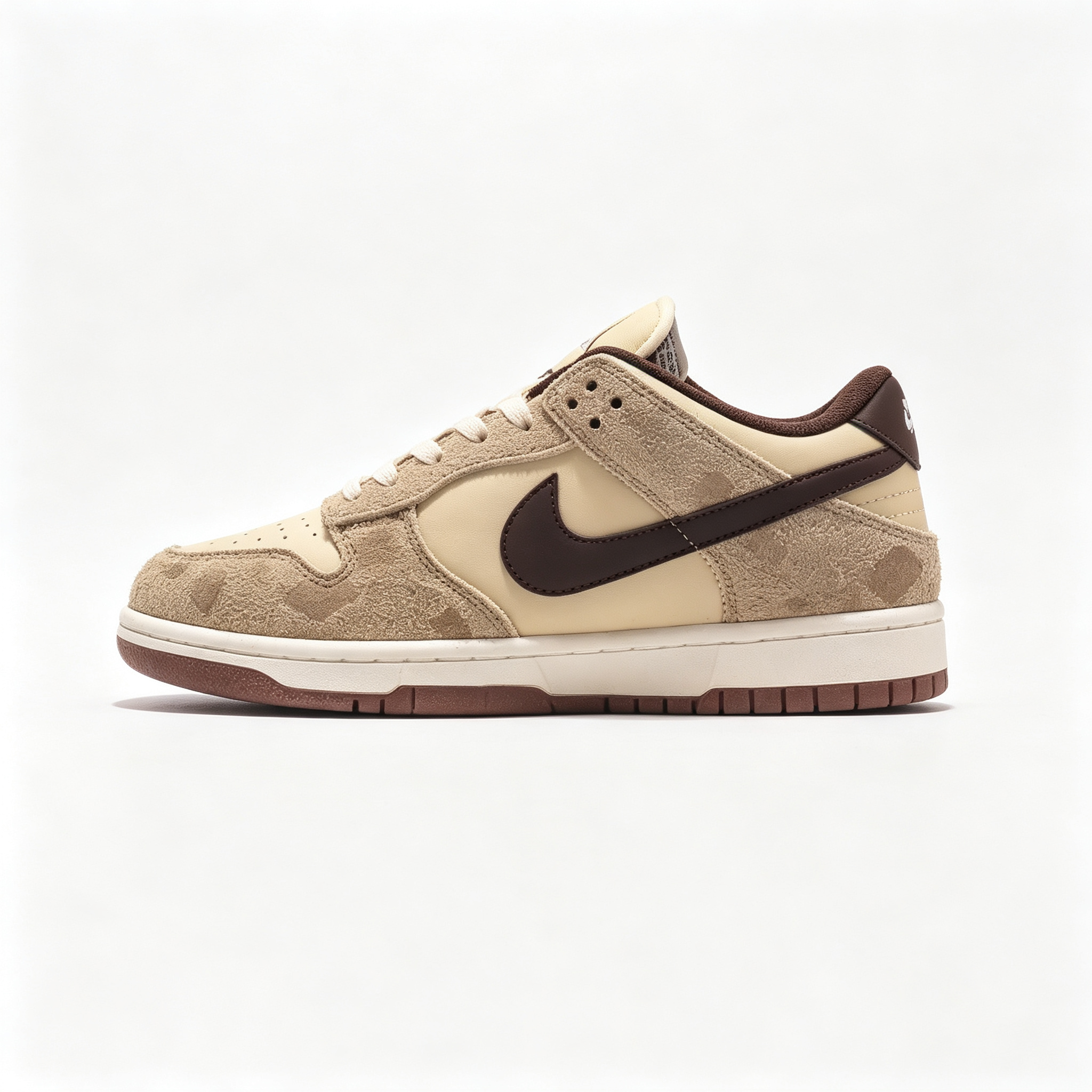 Nike Dunk Low 'Leopard' – Cream Beige & Dark Brown Suede Sneakers