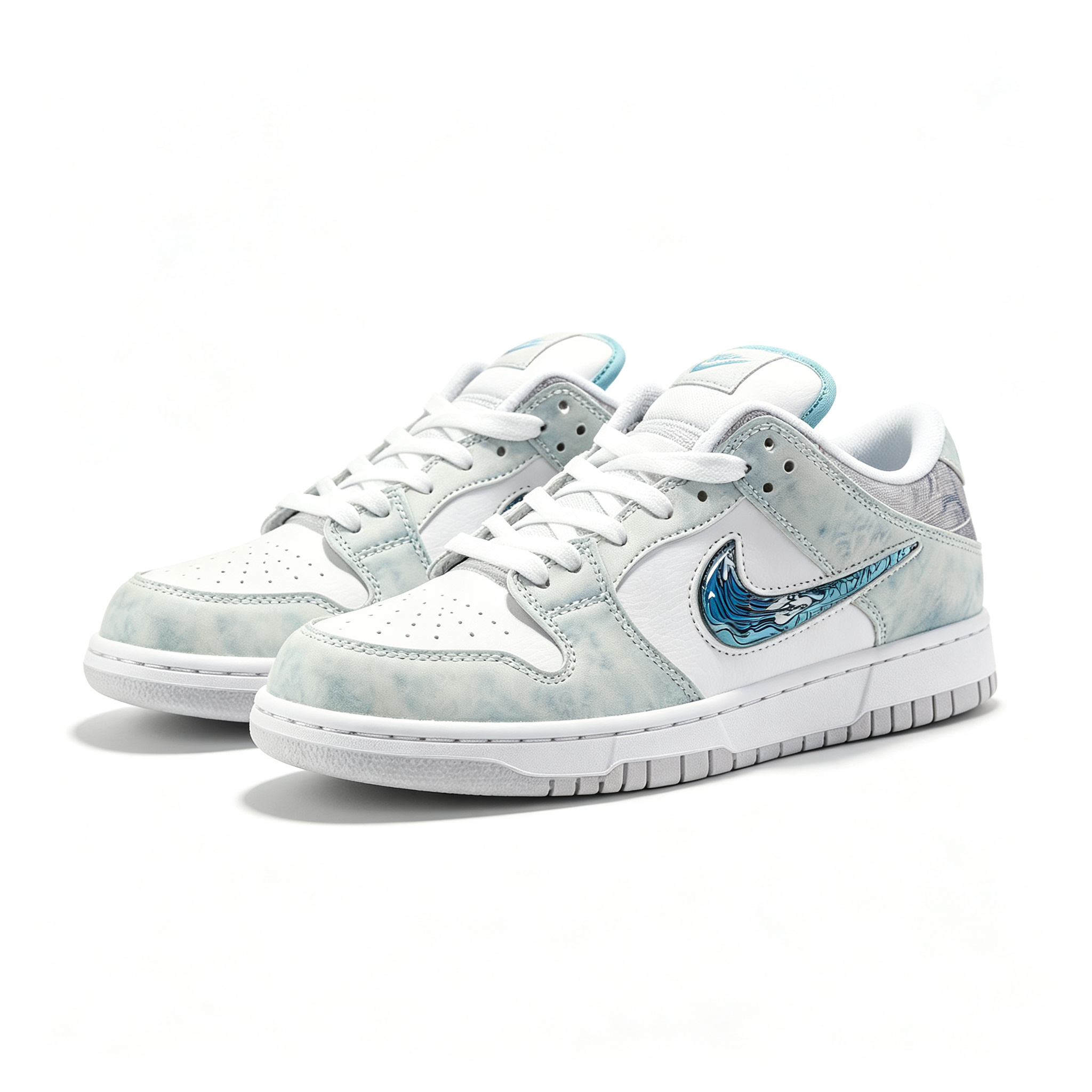 Nike Dunk Low — White / Light Teal Tie-Dye