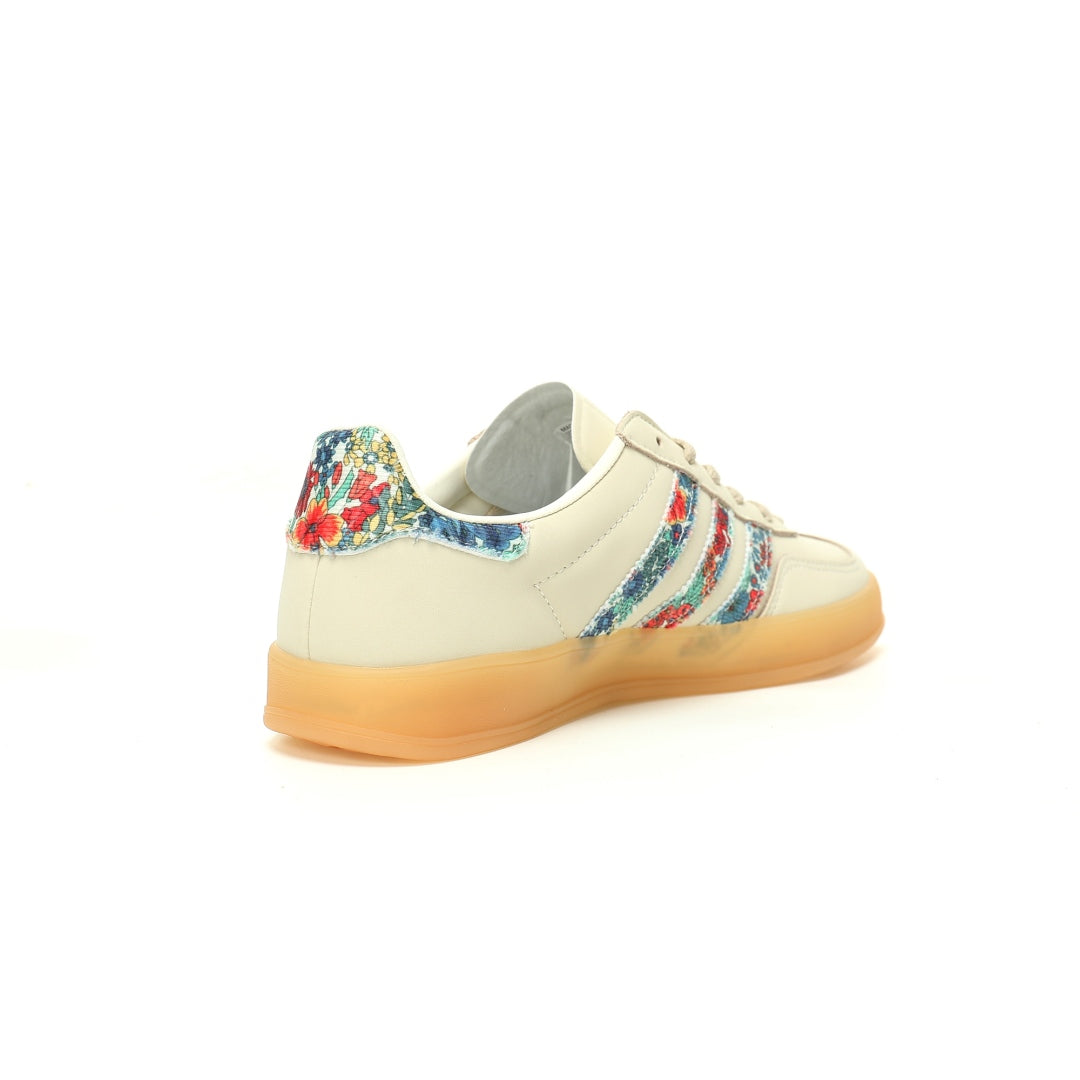 Adidas Originals Gazelle Indoor – Cream Floral Print Gum Sole Low-Top Sneakers