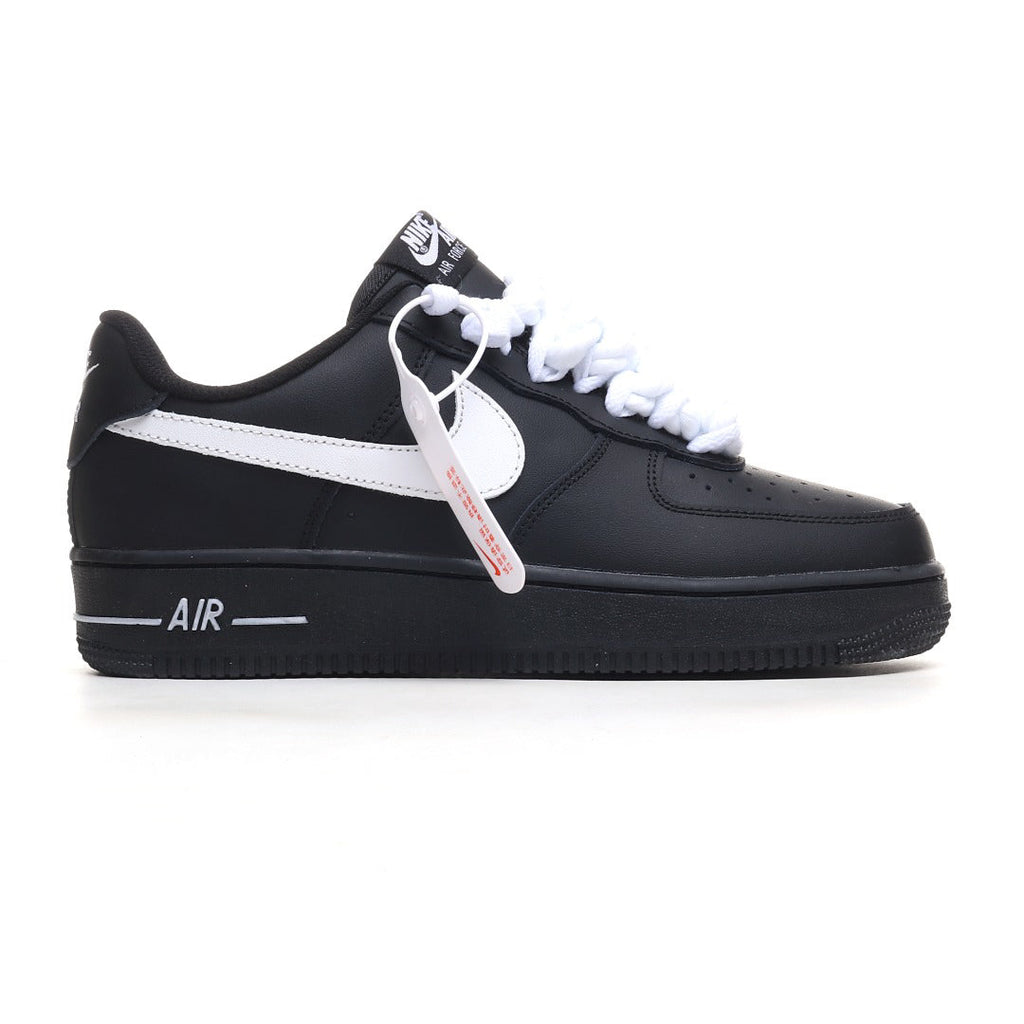Nike Air Force 1 '07 Low 'Black / White' – Custom Thick Cream Rope Laces Edition