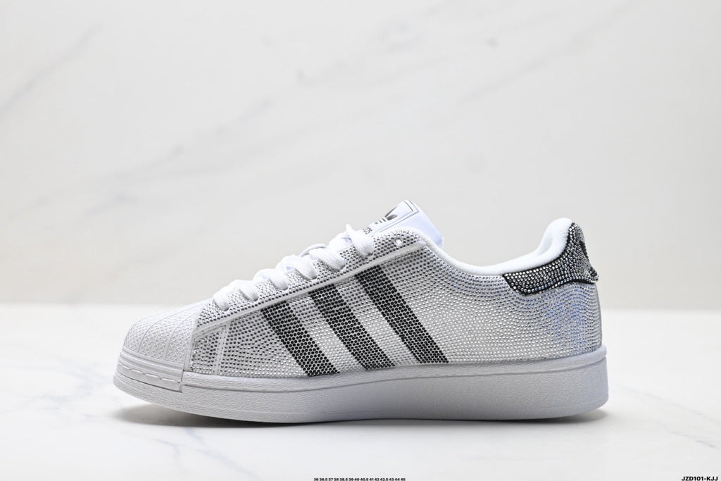 adidas Originals Superstar Custom — Silver Black Rhinestone | White Shell Toe
