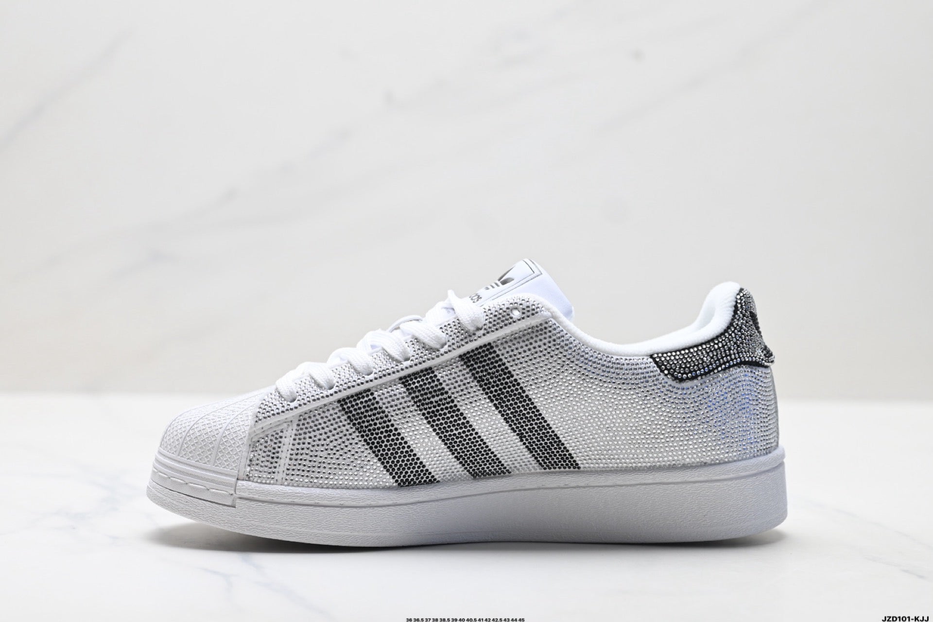 adidas Originals Superstar Custom — Silver Black Rhinestone | White Shell Toe