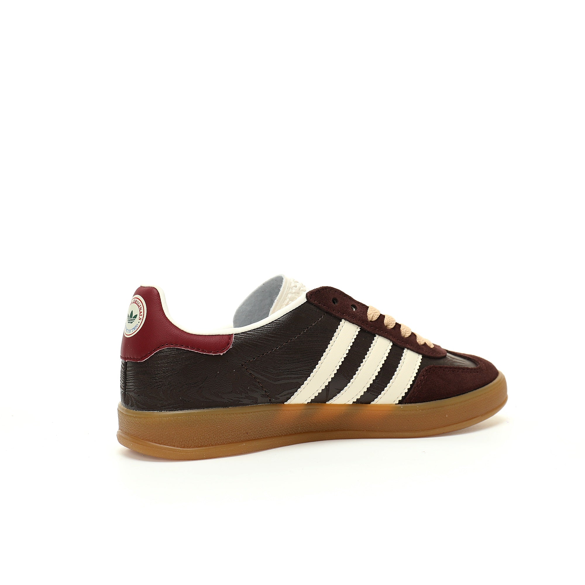 Adidas Originals Gazelle Indoor Dark Brown Off-White Burgundy Gum Suede Sneaker
