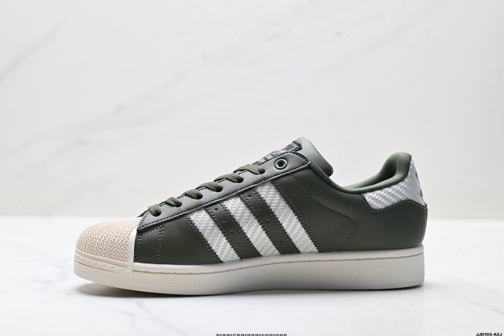 adidas Originals Superstar — Olive Green & Off-White Woven | Shell Toe