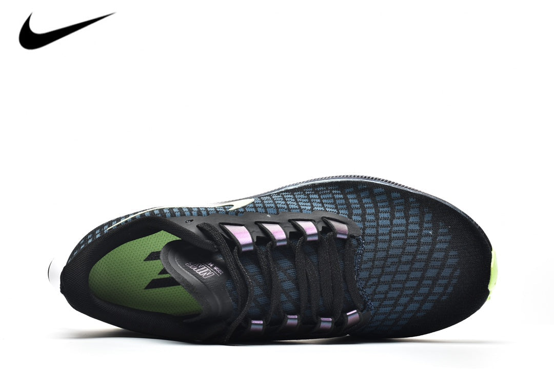 Nike Air Zoom Pegasus 37 – Black / Navy / Volt Green / Purple Mesh Running Sneakers