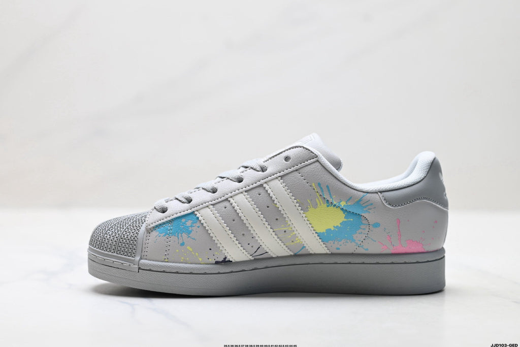 adidas Originals Superstar — Light Gray Multicolor Paint Splash | Shell Toe