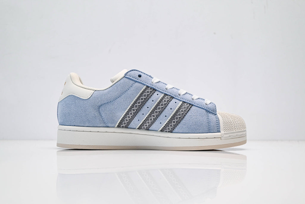 adidas Originals Superstar – Light Blue Suede Upper with Off-White Shell Toe