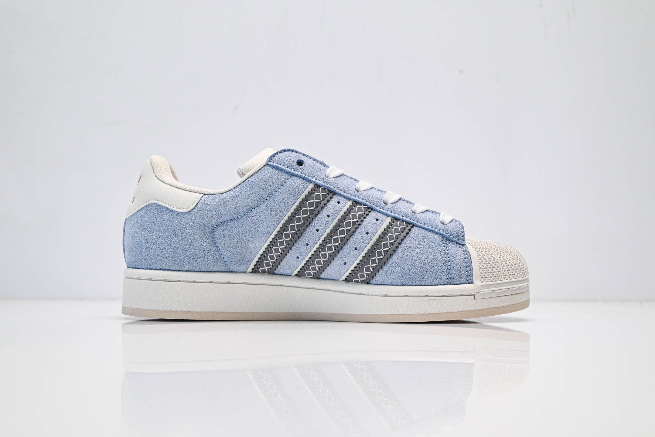 adidas Originals Superstar – Light Blue Suede Upper with Off-White Shell Toe
