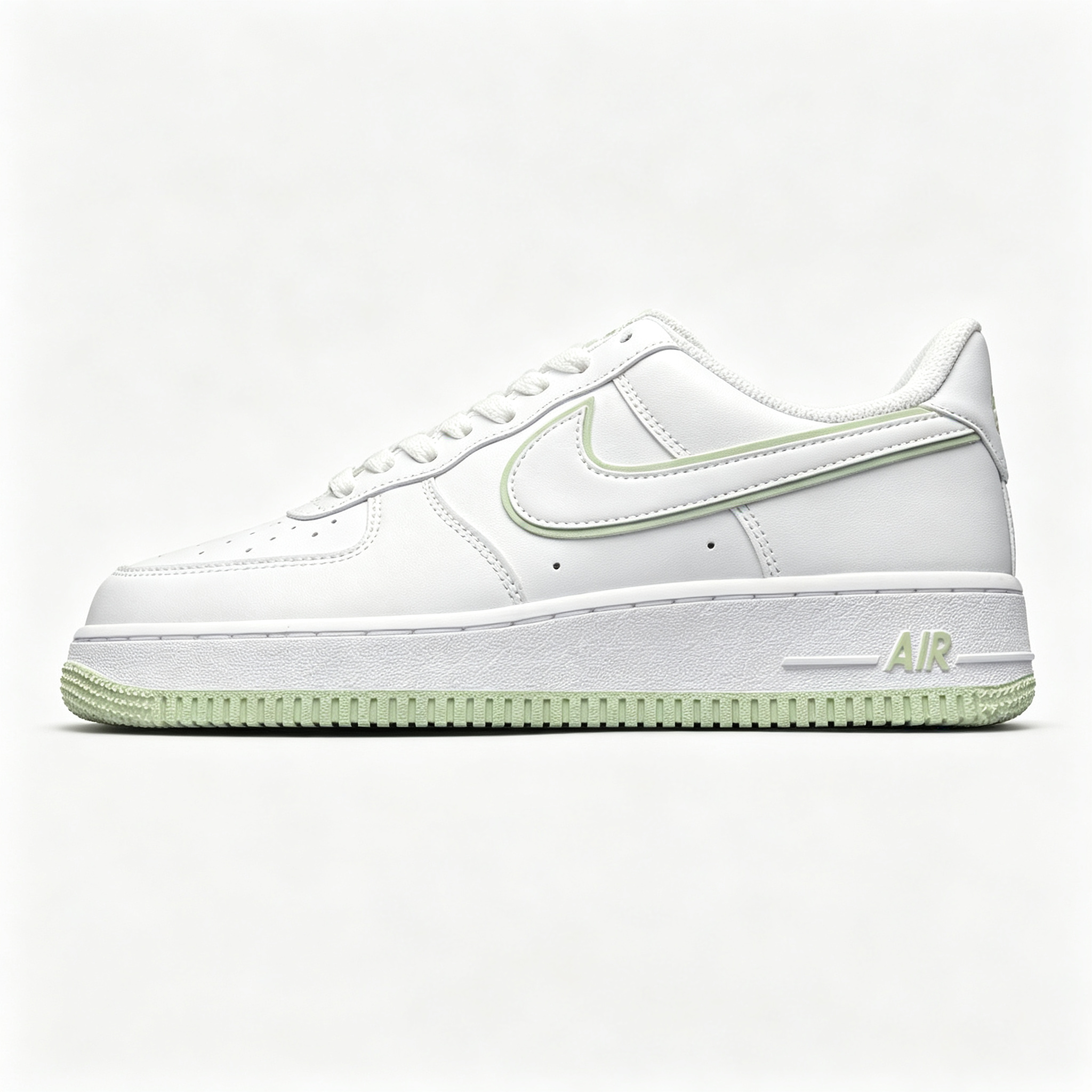 Nike Air Force 1 '07 Low Custom – White / Honeydew Outline Swoosh