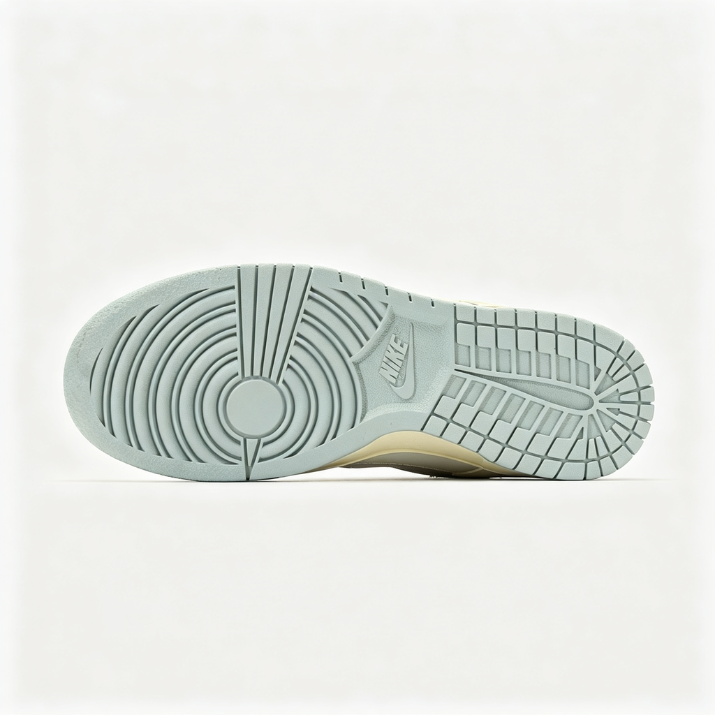 Nike Dunk Low — Cream / Off-White / Light Grey Swoosh / Pale Blue Outsole