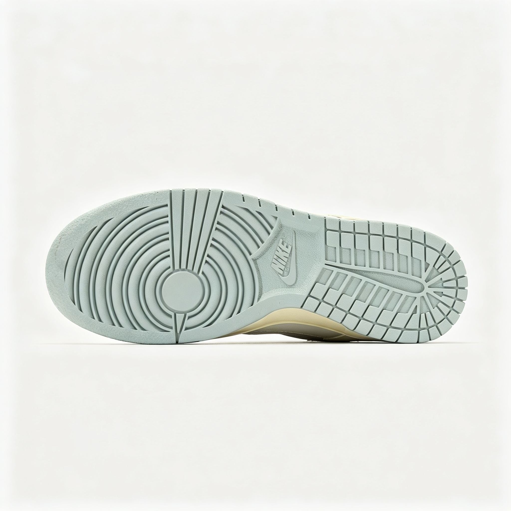 Nike Dunk Low — Cream / Off-White / Light Grey Swoosh / Pale Blue Outsole