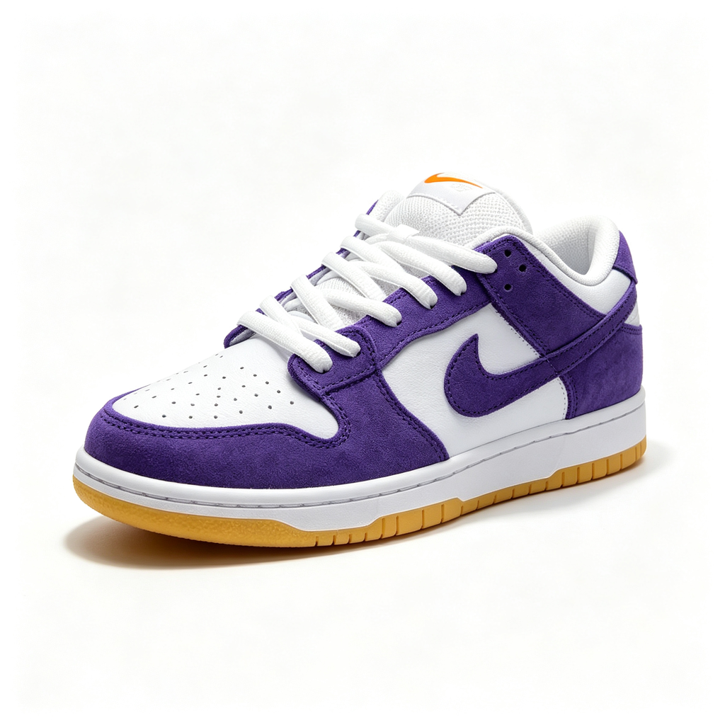 Nike Dunk Low – White & Purple Suede with Gum Sole