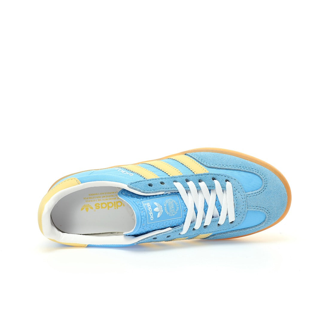 Adidas Originals Gazelle Indoor – Light Blue / Yellow Gum Suede Low-Top Sneakers