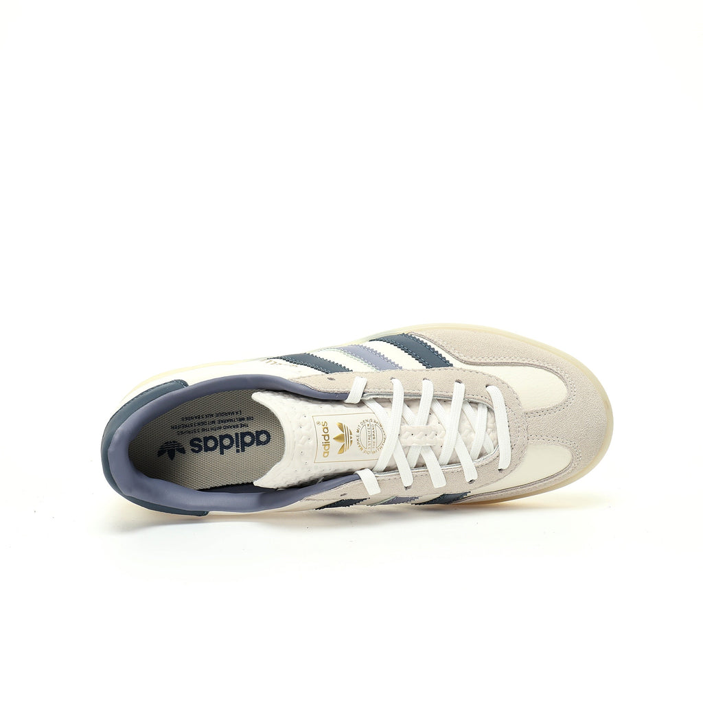 Adidas Originals Gazelle Indoor – Cream / White / Slate Blue Gum Suede & Leather Low-Top Sneakers