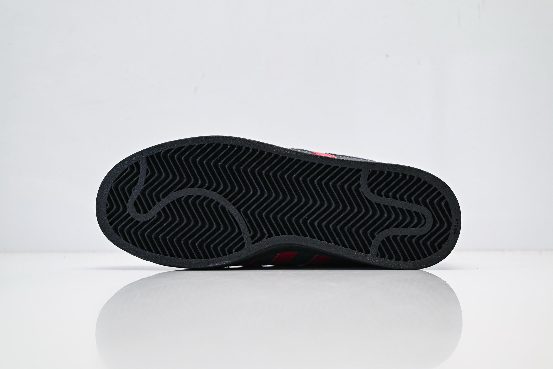 adidas Originals Superstar – Dark Gray & Black Faux Fur with Bright Red 3-Stripes Shell Toe