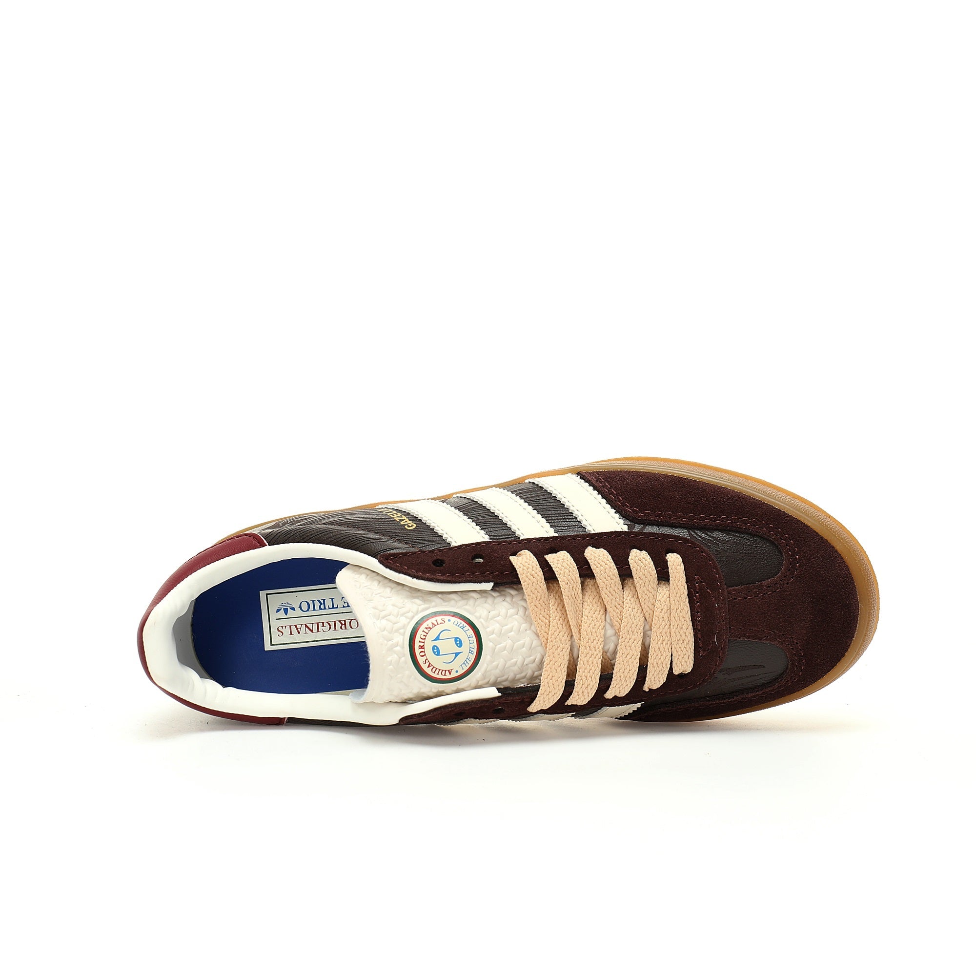 Adidas Originals Gazelle Indoor Dark Brown Off-White Burgundy Gum Suede Sneaker
