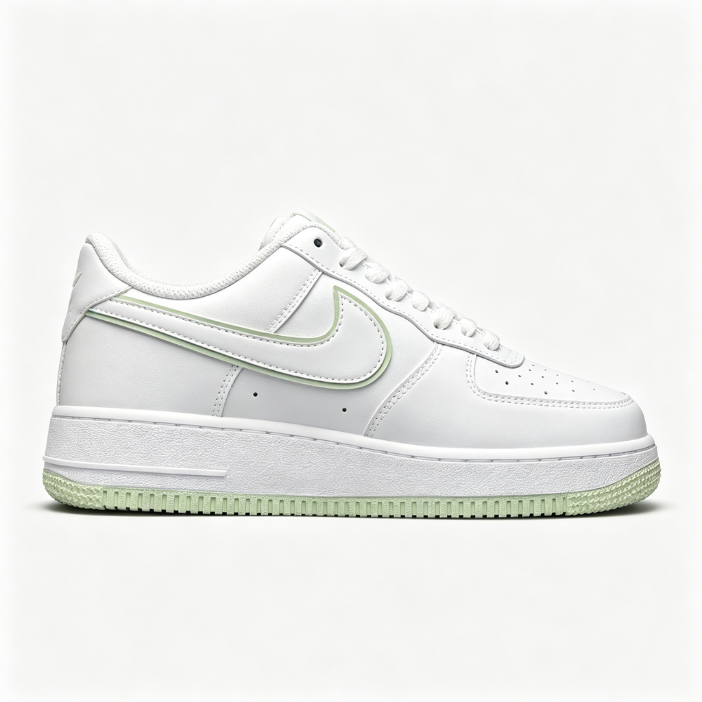 Nike Air Force 1 '07 Low Custom – White / Honeydew Outline Swoosh