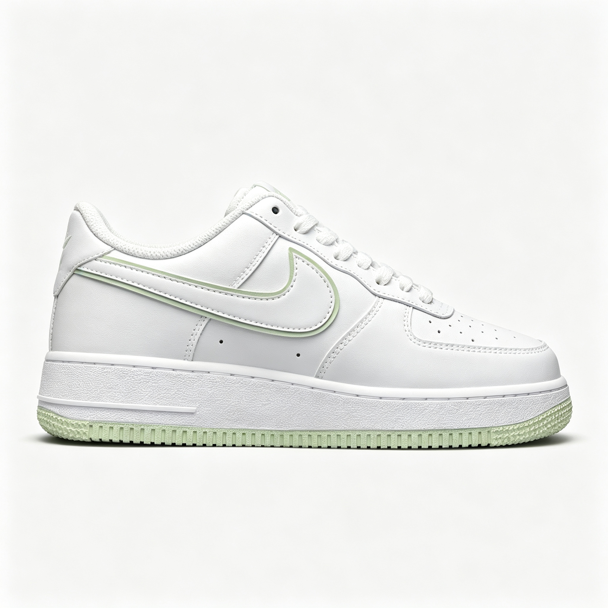 Nike Air Force 1 '07 Low Custom – White / Honeydew Outline Swoosh