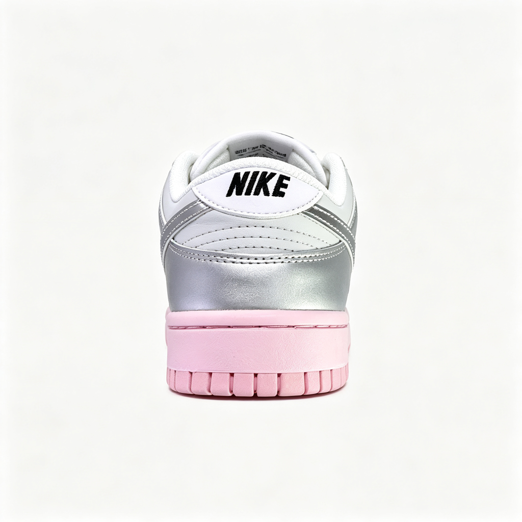 Nike Dunk Low Women's — Metallic Silver / Black Patent / Pink Outsole