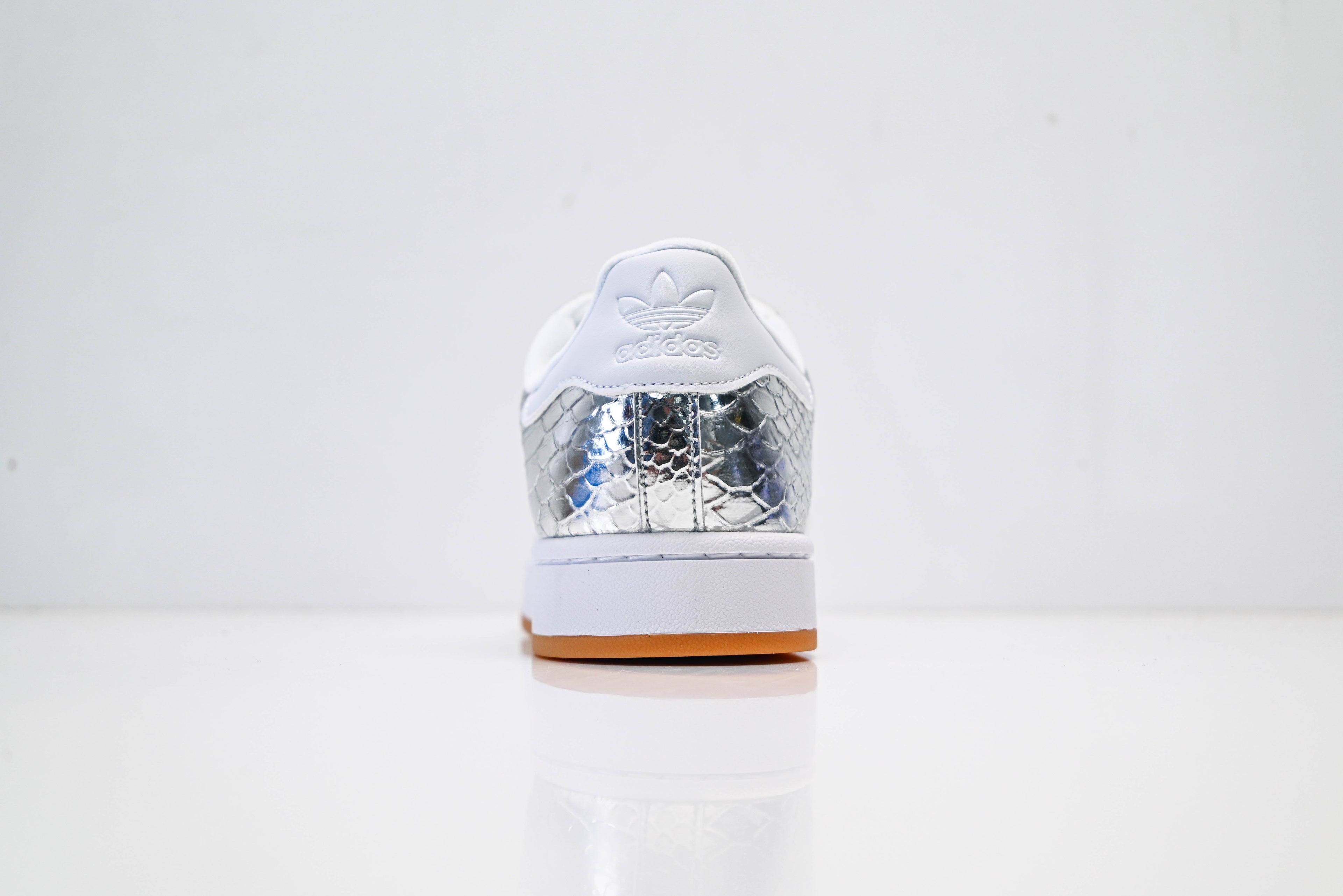 adidas Originals Superstar – Silver Snake-Embossed Upper with White 3-Stripes & Gum Shell Toe