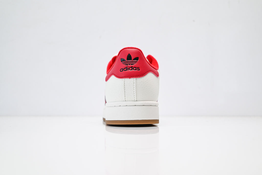 adidas Originals Superstar – White with Red 3-Stripes & Gum Brown Shell Toe