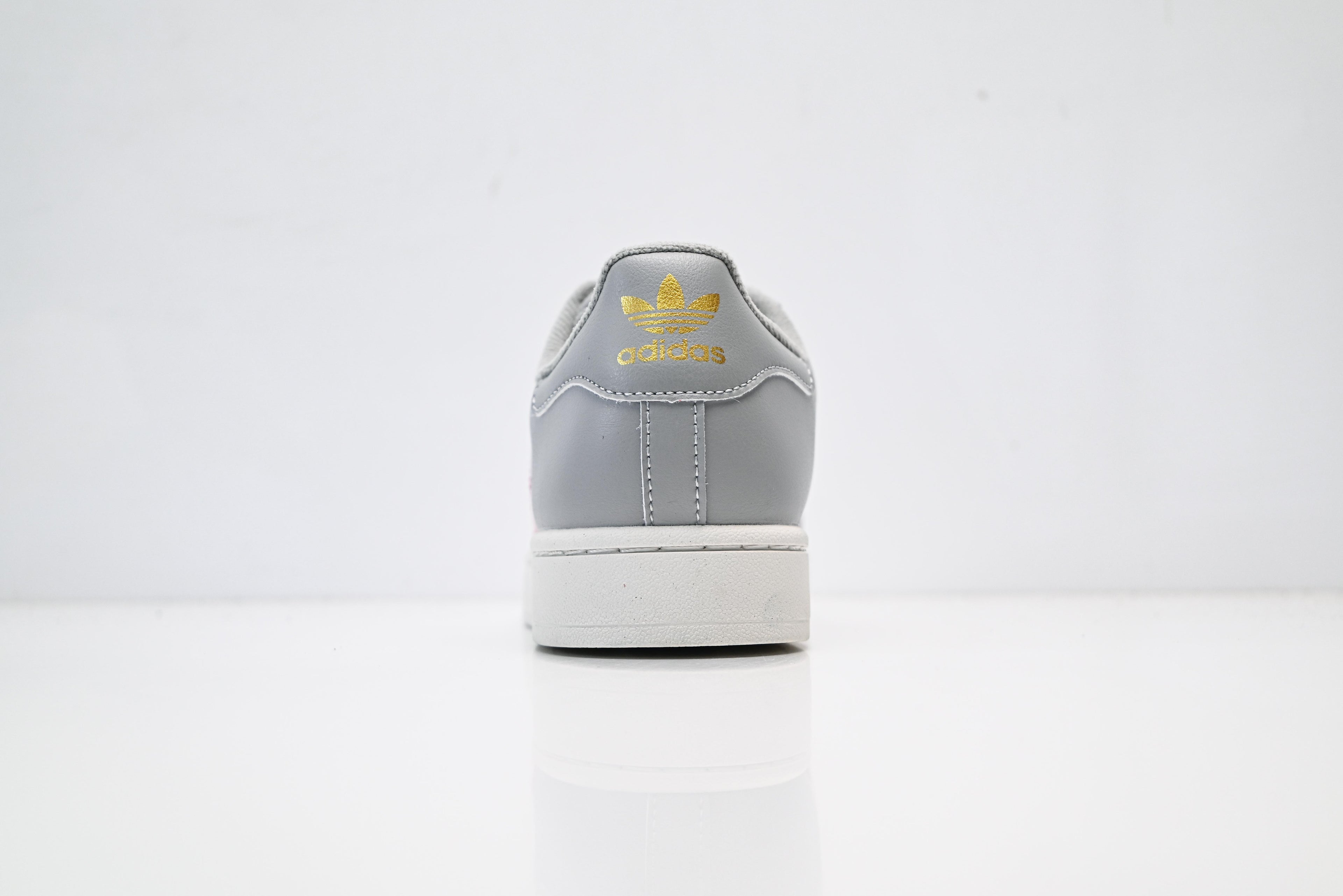 adidas Originals Superstar — Light Gray & Pink 3-Stripes | Off-White Shell Toe