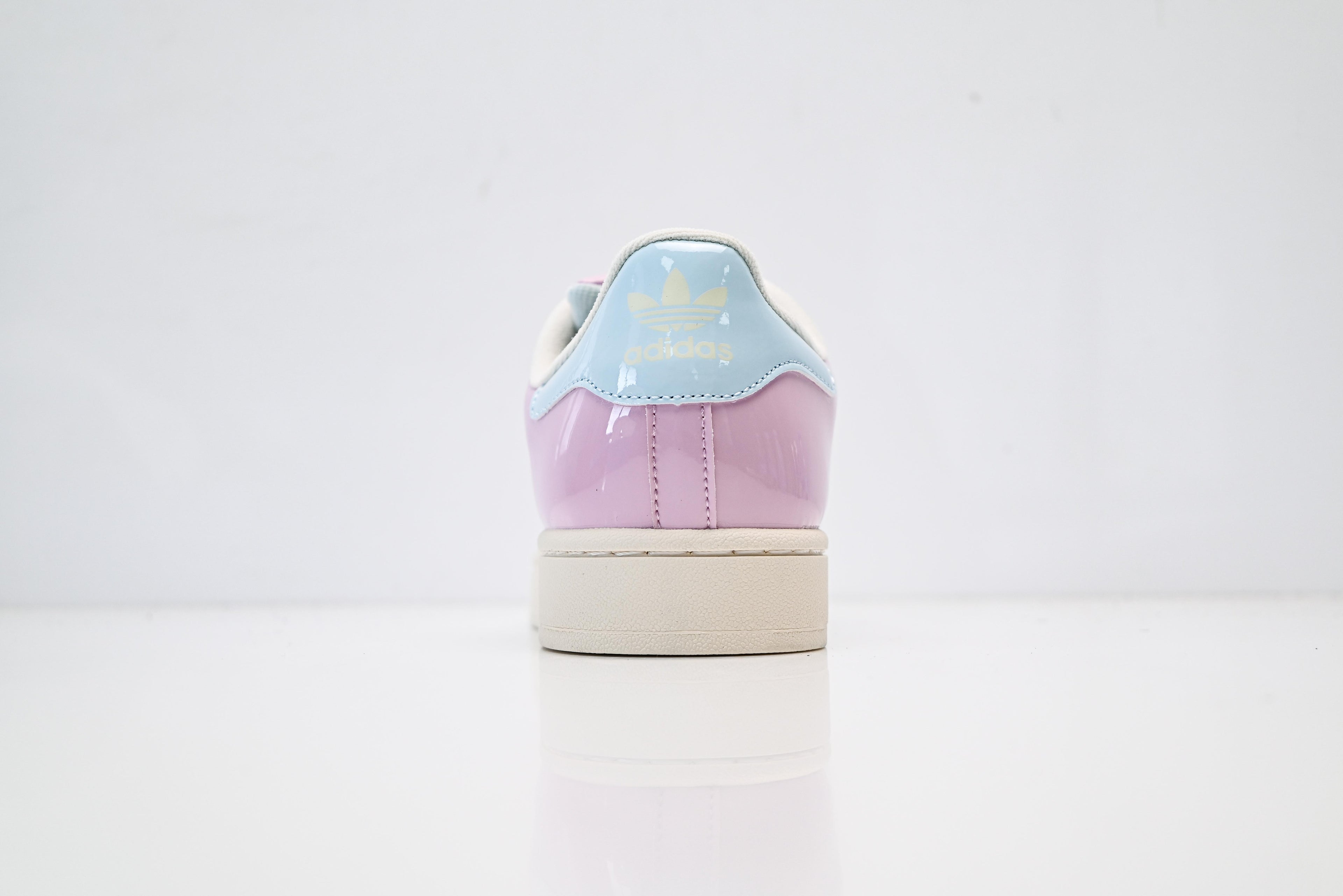 adidas Originals Superstar – Lilac Pink Patent & Baby Blue Heel with Off-White 3-Stripes Shell Toe